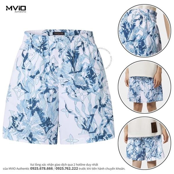 Short Louis Vuitton Trắng Xanh Monogram Hoa 1ABJJQ2