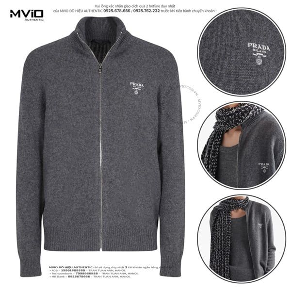 Khoác Prada Len Ghi Logo Ngực UMG245S23211LM F0480