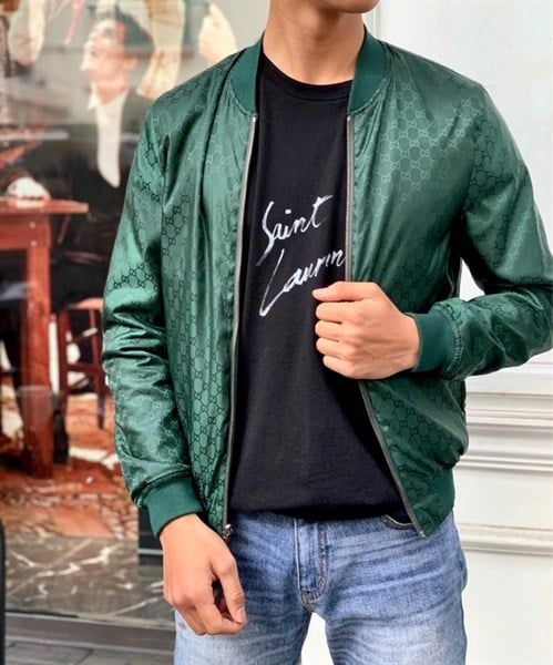 Áo Khoác Gucci Xanh Lá Vân Marmont 406011Z9687
