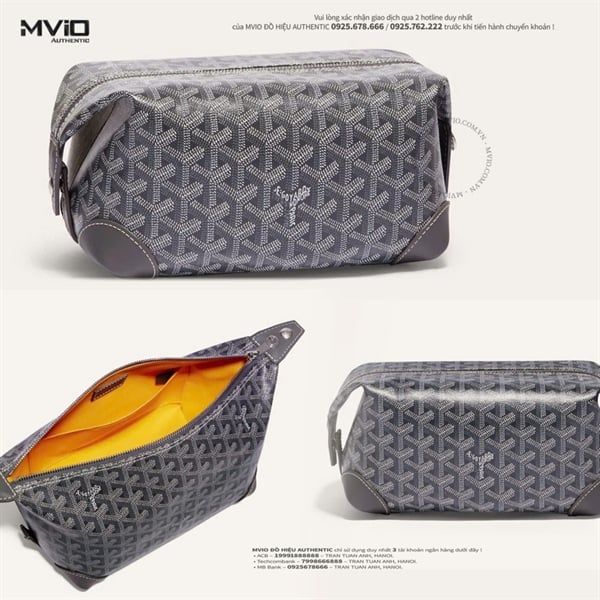 Túi Goyard Bowling 25 Toiletry Xám Vân Trắng