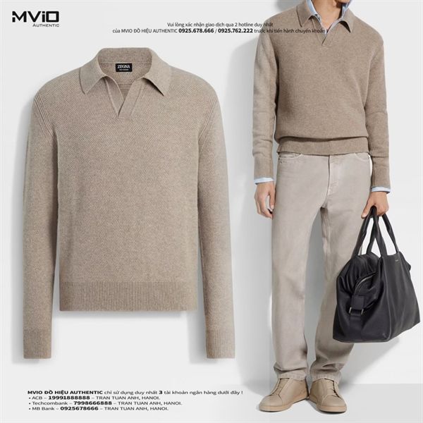 Polo Zegna Dài Tay Len UEK85A8 131 N92