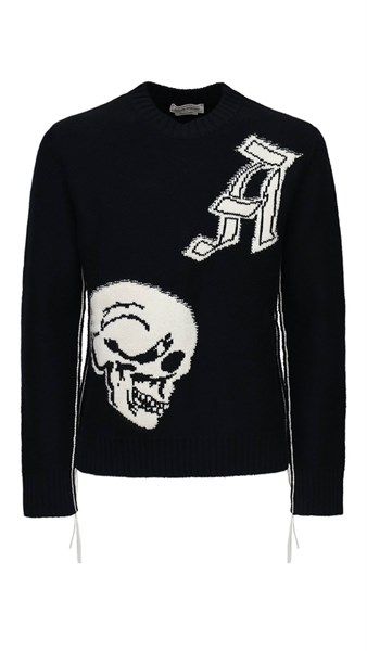 Áo Len Alexander Mcqueen Đen Hoạ Tiết Q1Apa1001