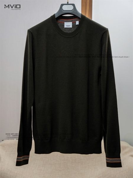 Len Burberry Xanh Green Tay Viền 8092625 1003