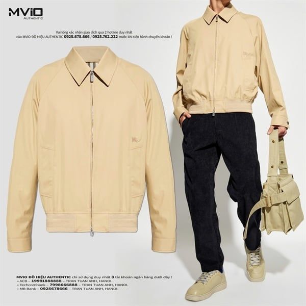 Khoác Burberry Be Cổ Bẻ Khoá Zip Logo Thêu 8093199 B8626