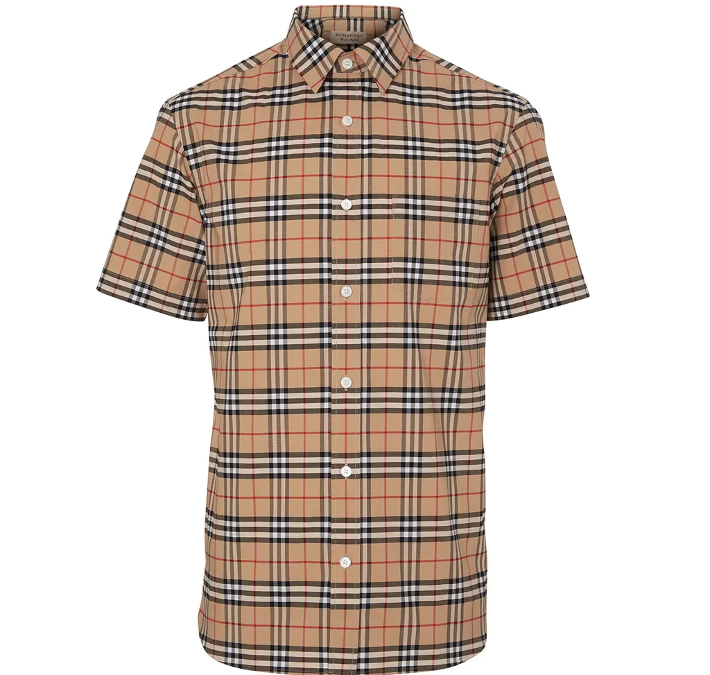 Sơ Mi Burberry Cộc Tay Camel Check Vintage 8020869