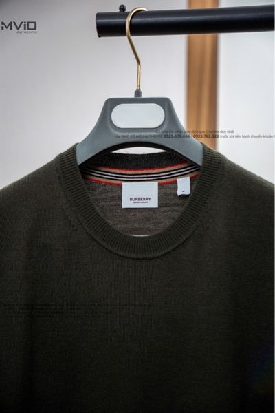 Len Burberry Xanh Green Tay Viền 8092625 1003