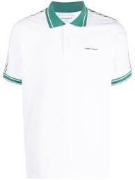 Polo Casablanca Trắng Cổ Xanh Viền Vai MS23JTS0180