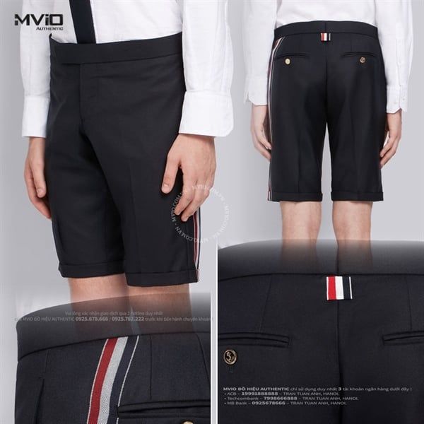Short Thom Browne Navy Vạt Cờ Xanh Đỏ MTC063A-03532415