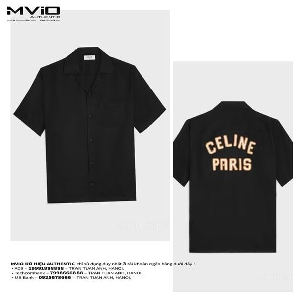 Sơ Mi Celine Cộc Tay Đen Chữ Sau 2C84A852C 38NO