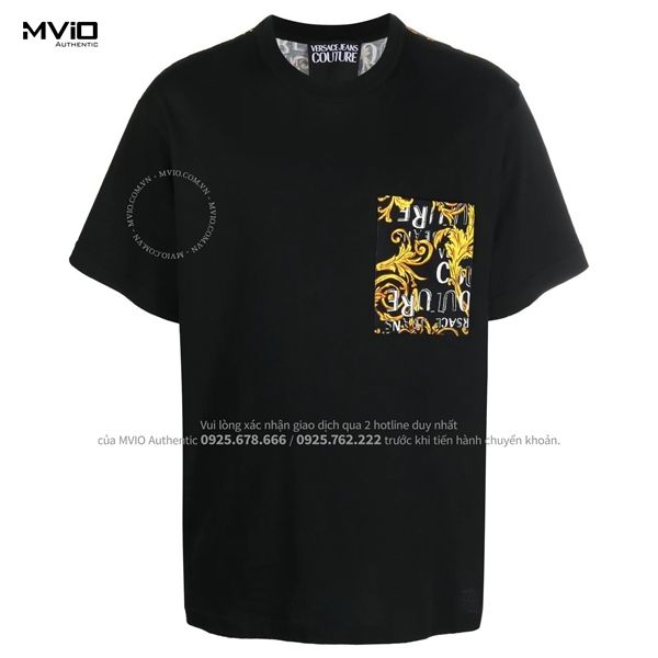 Phông Versace Couture Đen Chữ Túi Vàng Trắng 74GAGH6R0