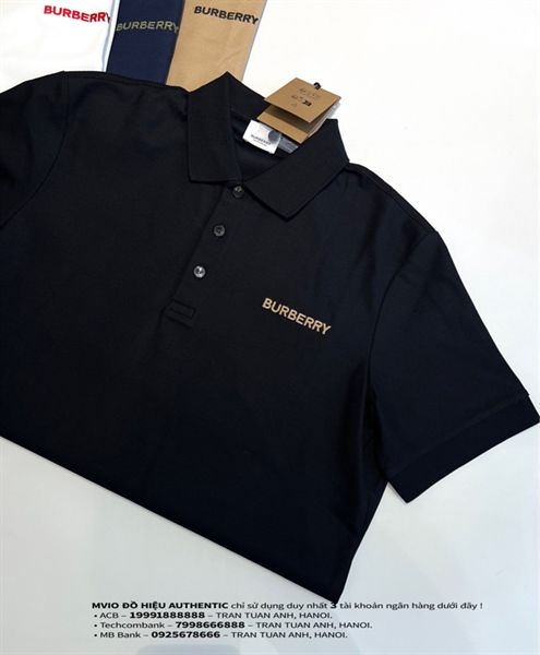 Polo Burberry Đen Check Cổ Chữ Ngực Be 8084436 1003