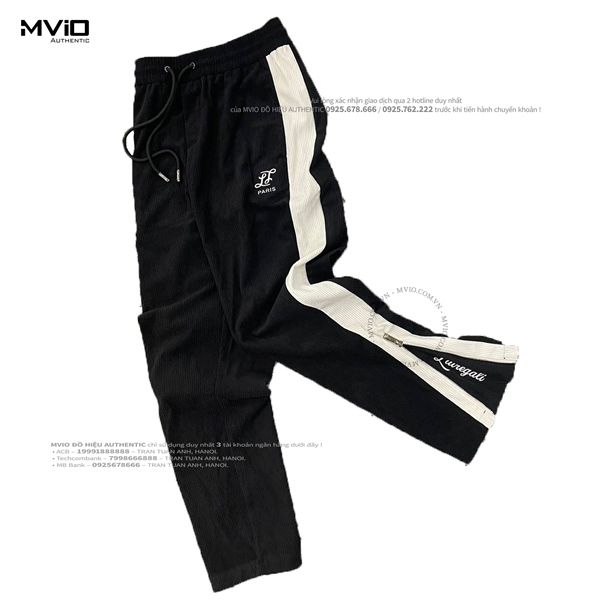 Quần Liuregali Đen Vạt Trắng Zip Gấu MX23FW17FBRH