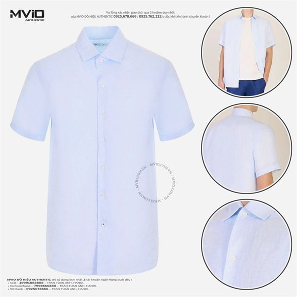 Sơ Mi Loro Piana Xanh Nhạt Cộc Tay FAI1358 6417