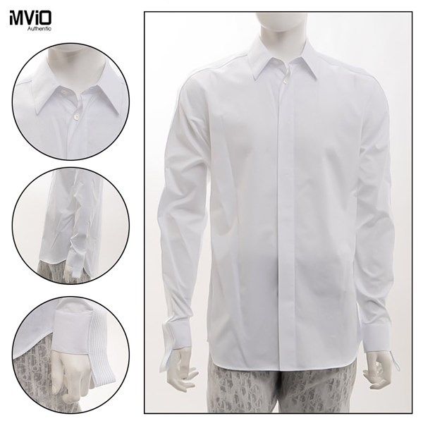 Sơ Mi Dior Trắng Dài Tay Vai Viền Trắng 143C564P1581003
