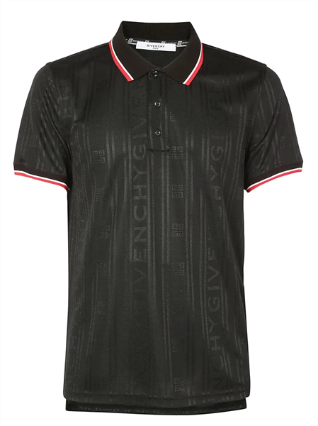 Polo Givenchy Đen Cổ Đỏ Trắng Bm70K430Ay