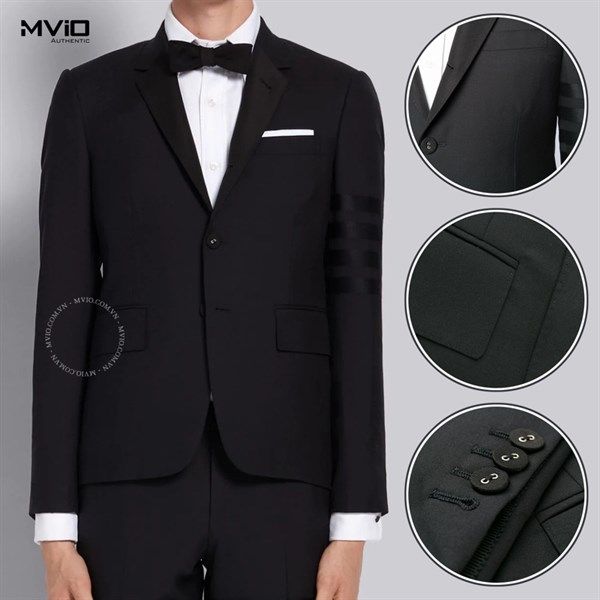 Blazer Thom Browne Đen Tay Viền Đen MJC159K 06146 001