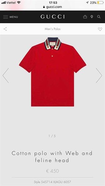 Polo Gucci Đỏ Thêu Cổ Hổ 545714 Xjagu 6057