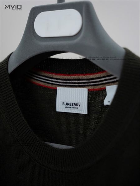 Len Burberry Xanh Green Tay Viền 8092625 1003