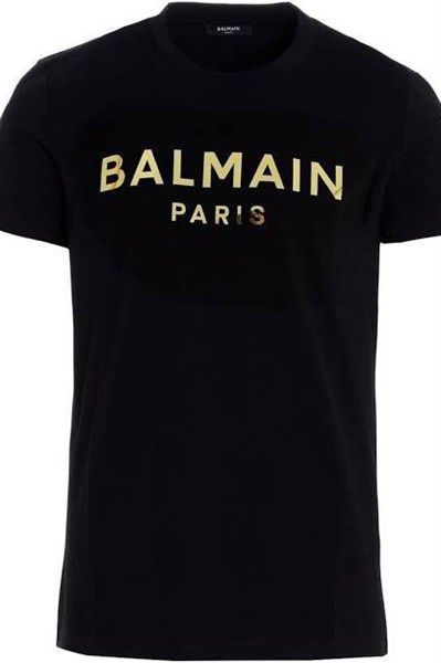 Phông Balmain Đen Chữ Ngực Vàng Vh1Ef000