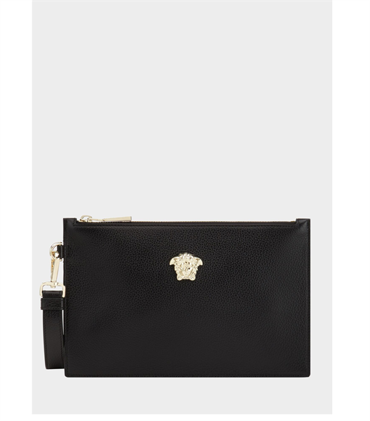 Clutch Versace Đen Palazzo Leather Pouch Dp8E944