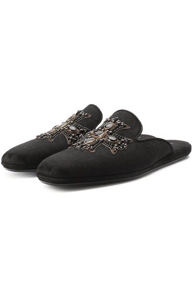 Slipper Dolce Đen Crystal Cross Embroidered A80055 Ag986 8B956