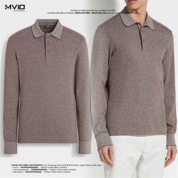 Polo Zegna Dài Tay Marrone UE394A8 E739 M09