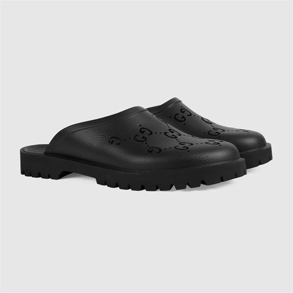 Slipper Gucci Đen Mono Cao Su 655517 1000
