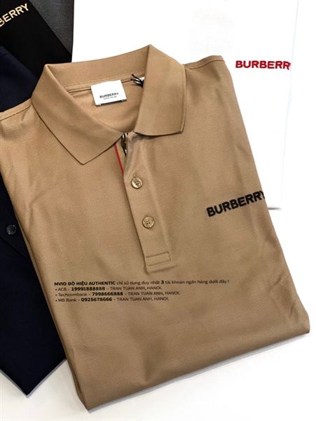 Polo Burberry Be Check Cổ Chữ Ngực Đen 8084438 1002