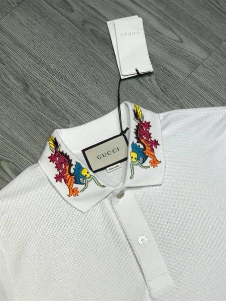 Polo Gucci Trắng Thêu Cổ Rồng 453865 X5P94