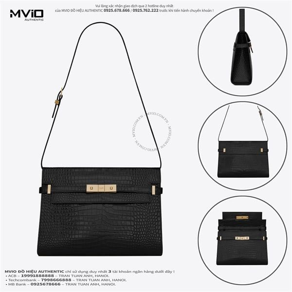 Túi Saint Laurent Đen Khoá Vàng Da Vân 579271DND091000
