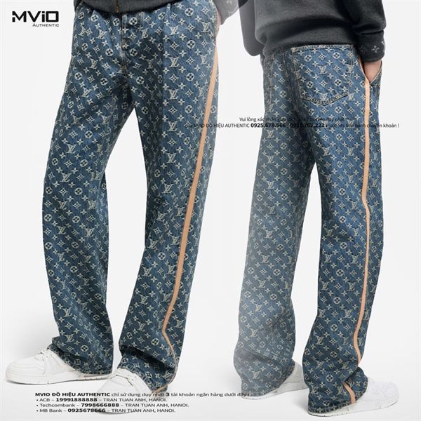 Jean Louis Vuitton Xanh Nhạt Monogram Vạt Be 1AGIUW