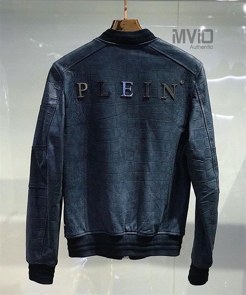 Áo Khoác Philipp Plein Xanh Navy Vân Cá Sấu Tag Lưng F18C Mlbc0577 Ple010N