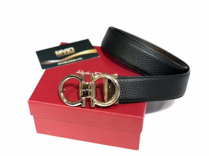 Belt Salvatore Gold Mặt Đen-Nâu