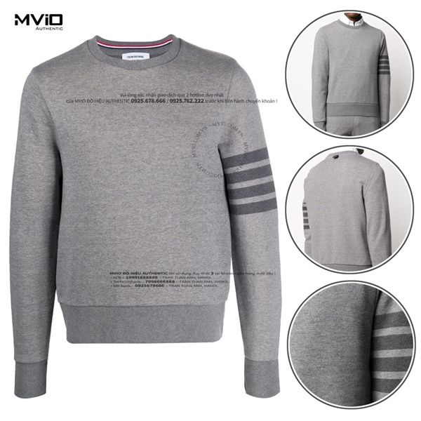 Nỉ Thom Browne Ghi Tay Viền Xám MJT248A 06910 035