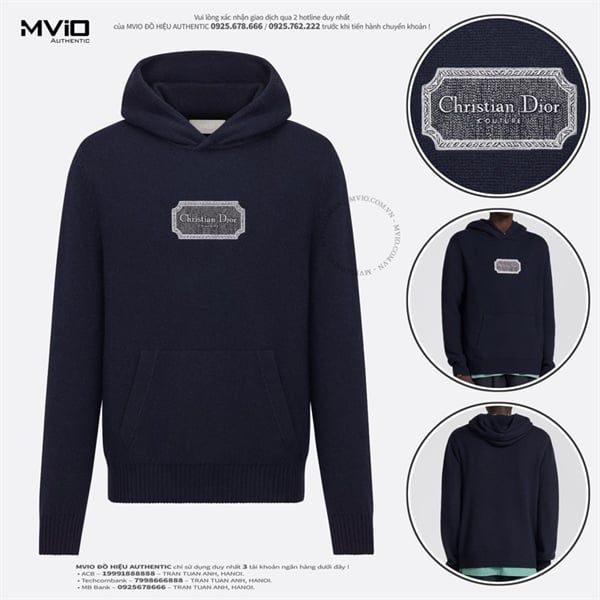 Len Dior Hoodie Navy Tag Ngực Trắng 313M658AT474 588