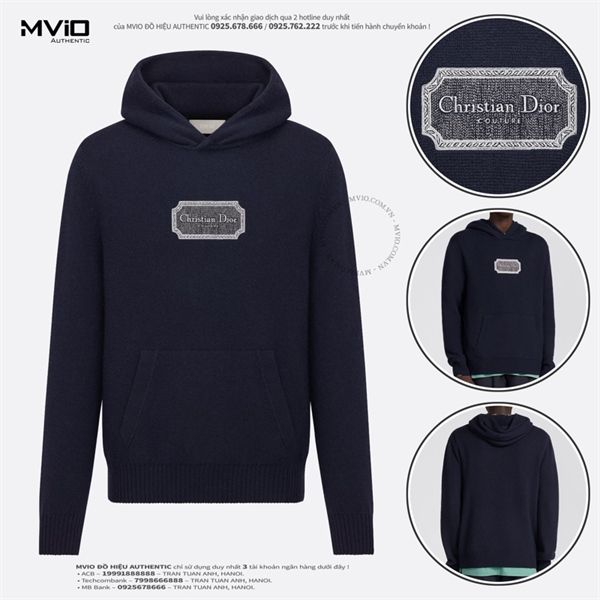 Len Dior Hoodie Navy Tag Ngực Trắng 313M658AT474 588
