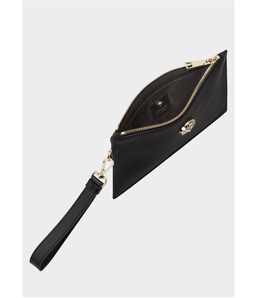 Clutch Versace Đen Palazzo Leather Pouch Dp8E944