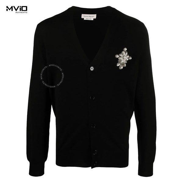 Khoác Cadigan Alexander Mcqueen Đen Thêu Ngực 651187