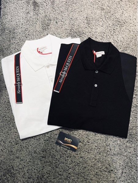 Polo Alexander Mcqueen Trắng Vai Viền 625245 Qqx33
