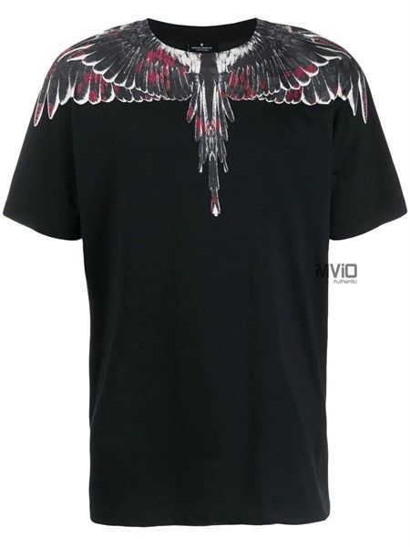 Phông Marcelo Burlon Đen Cánh Trắng Đỏ Cmaa018E19001008