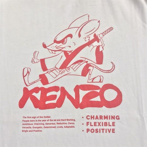 Phông Kenzo Trắng Chuột Karate Đỏ 5Ts5134W501