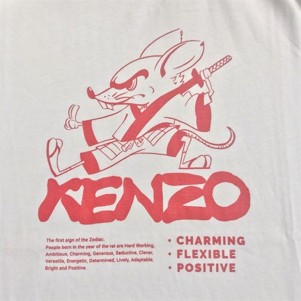 Phông Kenzo Trắng Chuột Karate Đỏ 5Ts5134W501