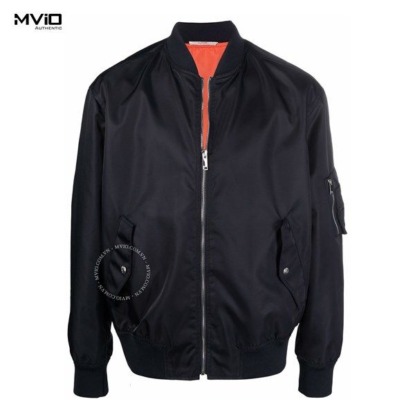 Khoác Valentino Bomber Đen Chữ Hồng Sau Lưng KV3CIF15826