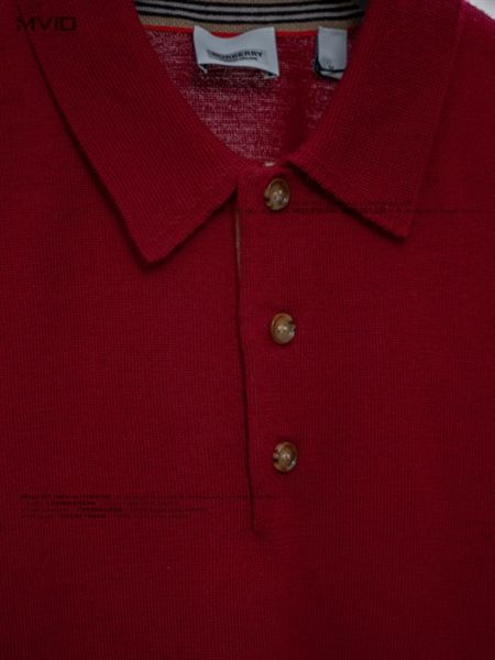 Polo Burberry Len Đỏ Đô Tay Viền 8045521 1003