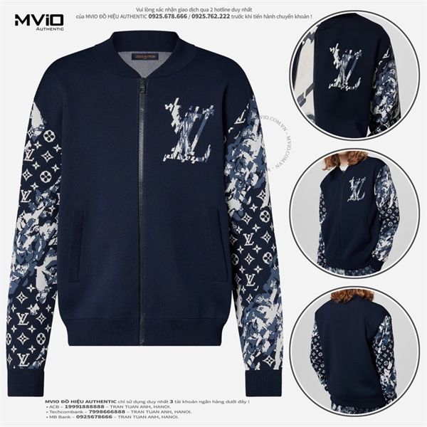 Khoác Bomber Louis Vuitton Xanh LV Tay Vân Monogram 1AFAM0