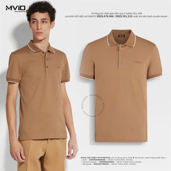 Polo Zegna Nâu Cổ Viền Trắng UD358A7.D746.N04.48.R