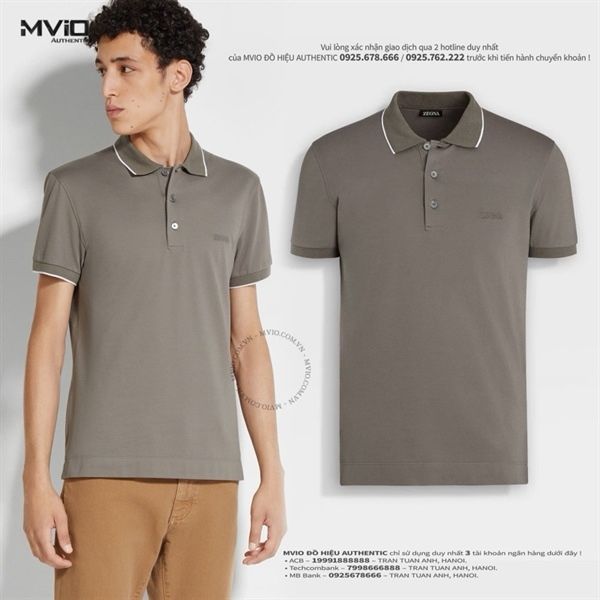 Polo Zegna Xám Cổ Viền Trắng UD358A7.D746.N07.50.R