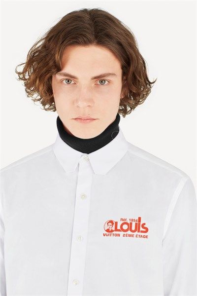 Sơ Mi Louis Vuitton Trắng Logo In Ngực 1A5Dcf Regular Shirt