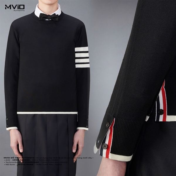 Len Thom Browne Đen Tay & Thân Viền Trắng MKA002DY1014 001