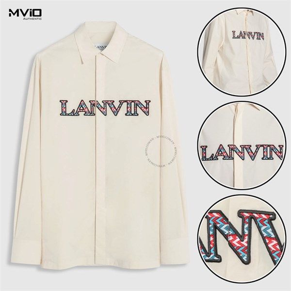 Sơ Mi Lanvin Be Chữ Màu Thêu Ngực Rm S19048